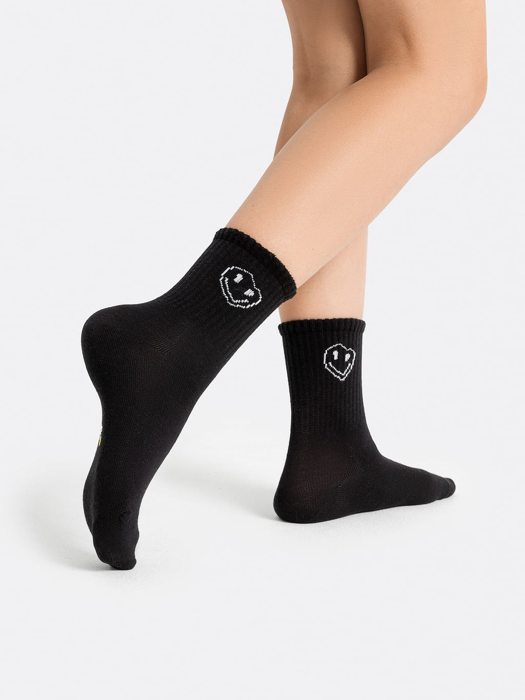 Цена за 5 пар! Носки детские черные с рисунком в виде смайлов - Mark formelle фото 2