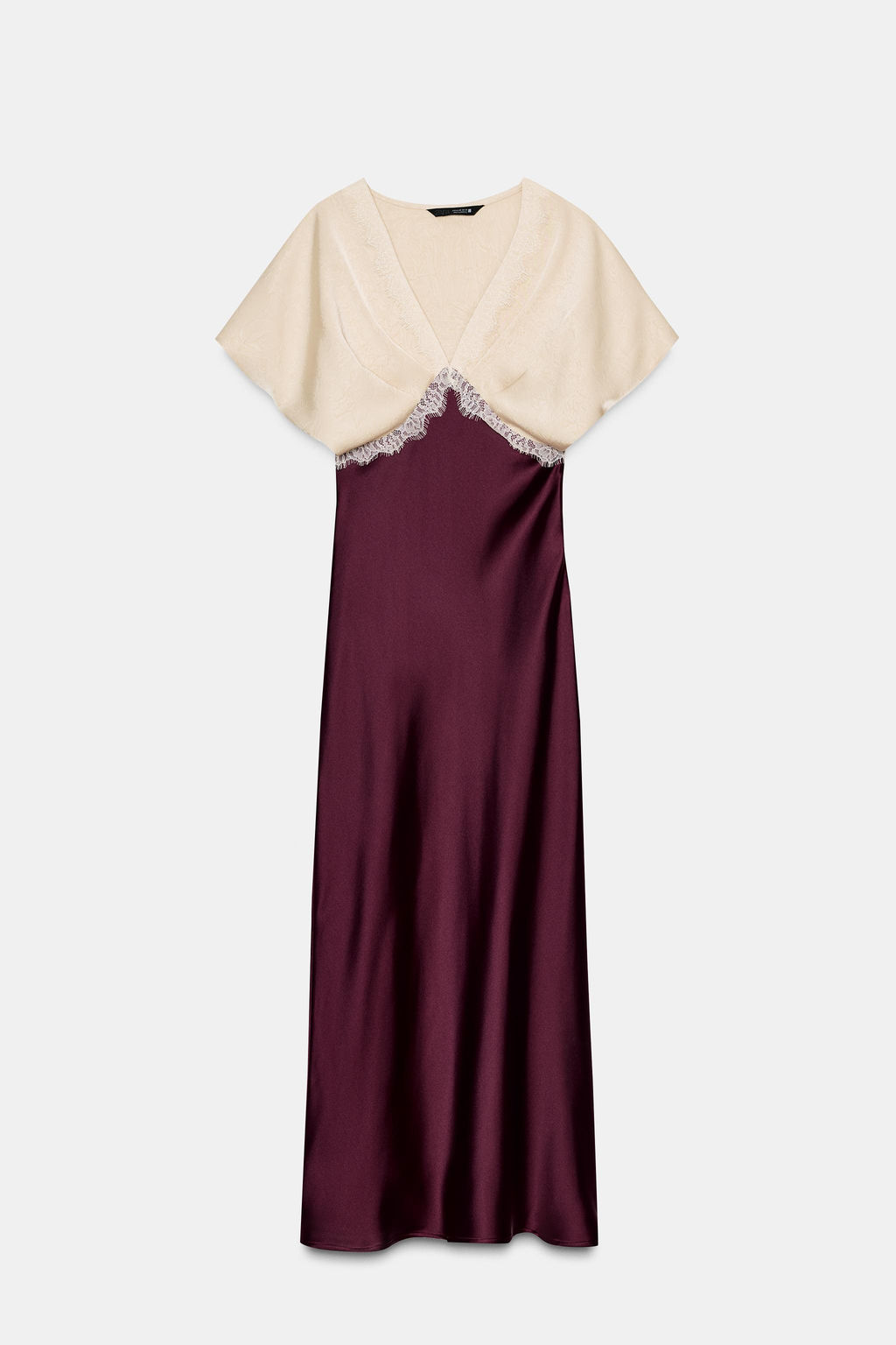 SATIN MIDI DRESS WITH LACE TRIM - Zara фото 5