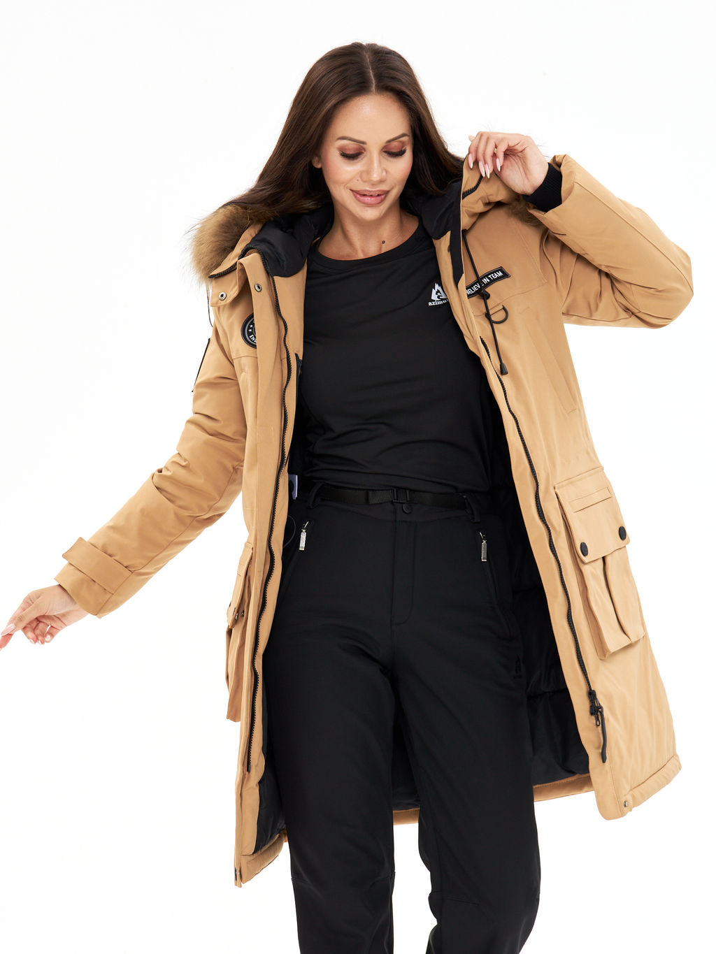 Женская зимняя мембранная парка с натуральным мехом Alpha Endless Frozen Metropolis_19 Крем-брюле  фото 12
