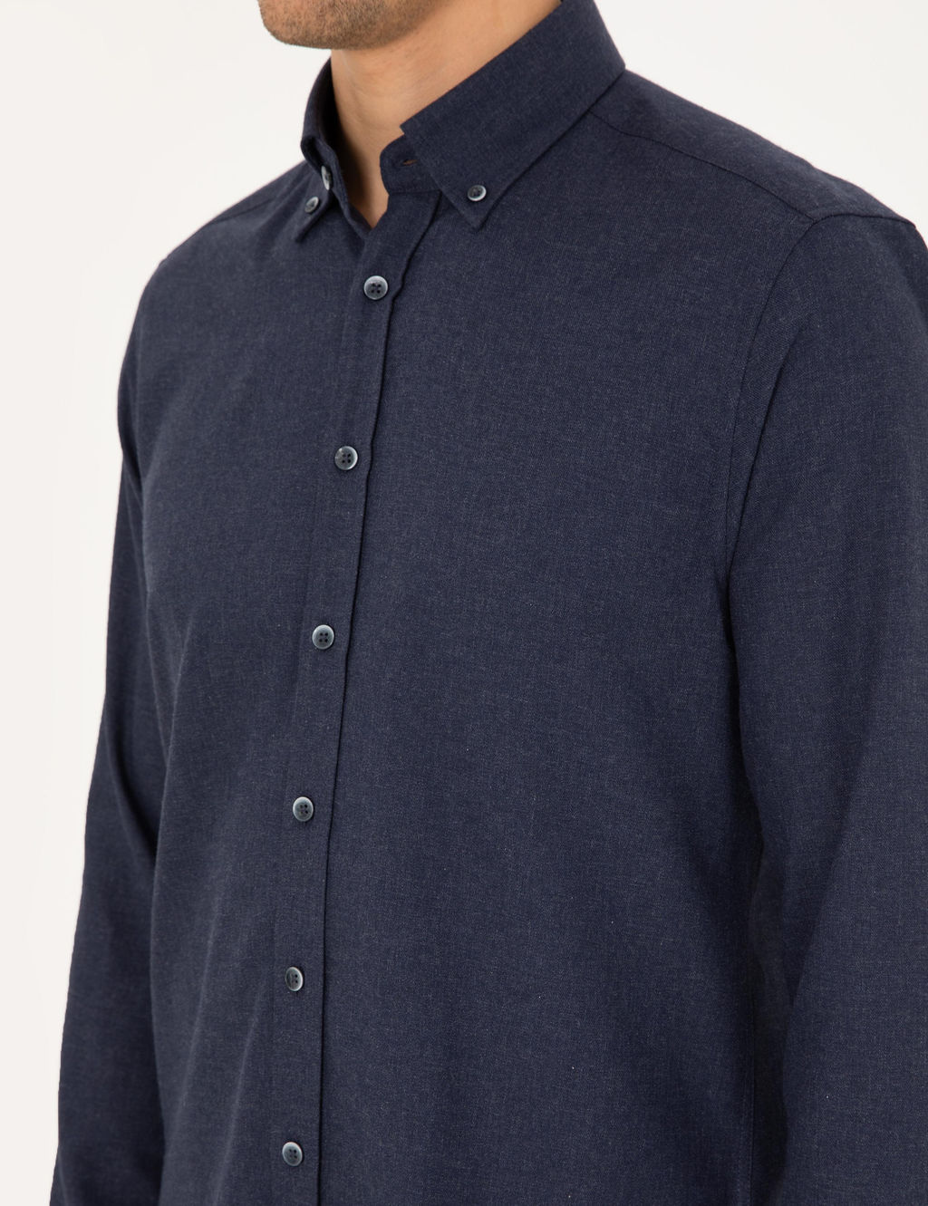 Lacivert Regular Fit Uzun Kollu G_mlek