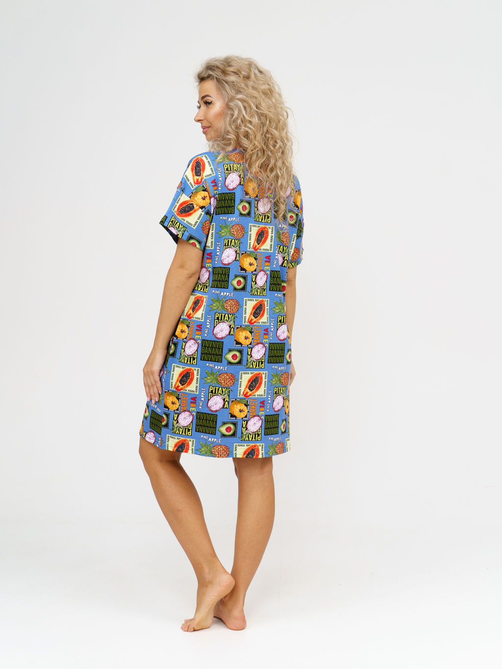 752 Платье "Тропики/голубой"