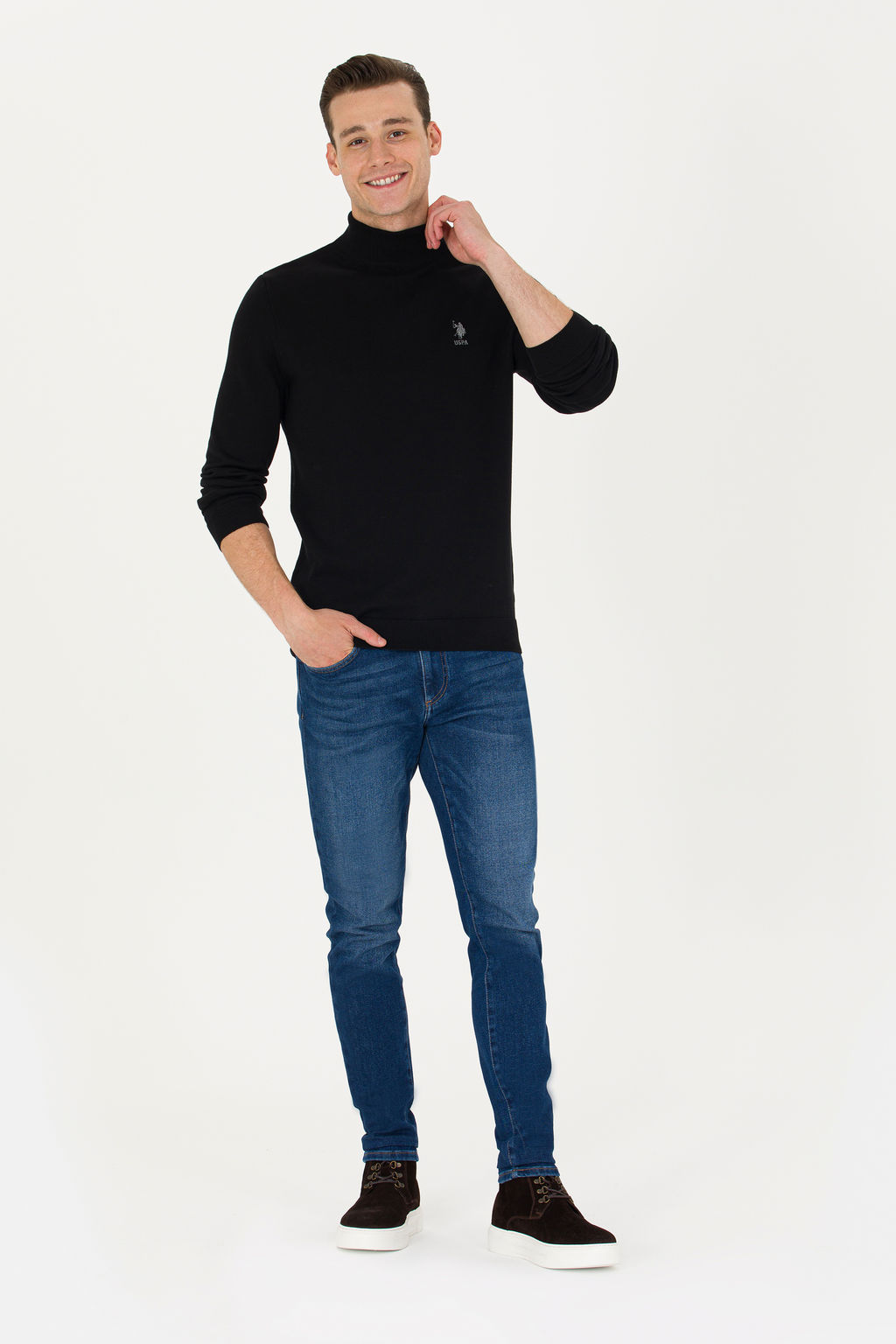U. S. Polo Assn Мужской черный базовый свитер - U.s. polo assn фото 16
