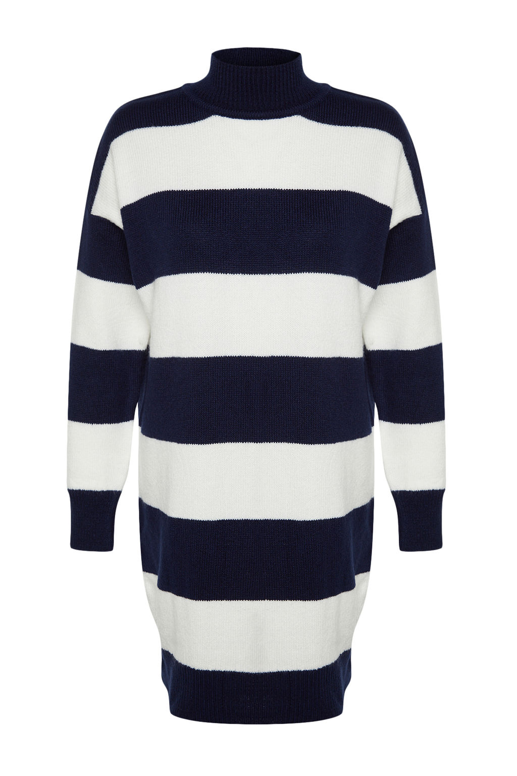 TRENDYOLMILLA Lacivert Mini Triko Genis Kal?p Dik Yaka Kazak Elbise TWOAW24EL00059  фото 6