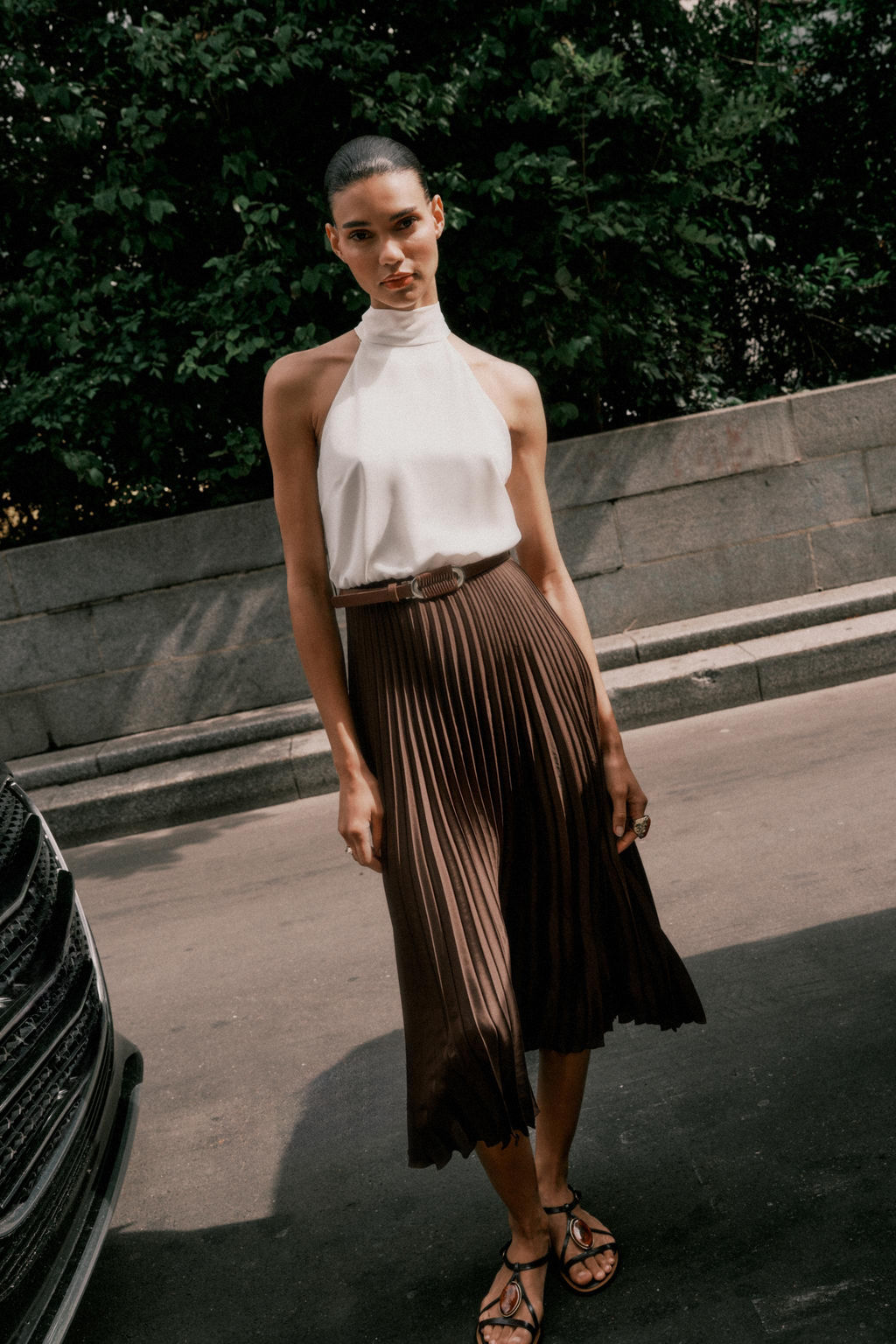 PLEATED COMBINED MIDI DRESS - Zara фото 17