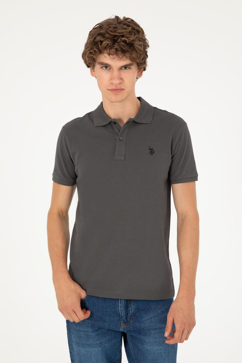 Мужская базовая футболка антрацитового цвета Неожиданная скидка в корзине - U.s. polo assn фото 3