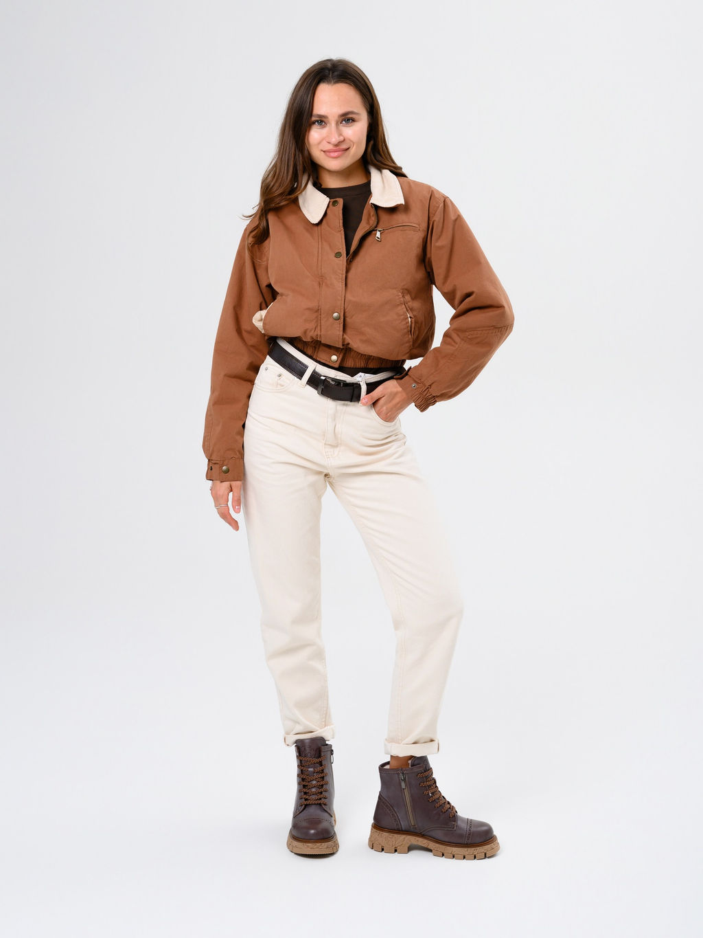 Ботинки 319.PODYUM141br.Вакса коричневая/шерсть