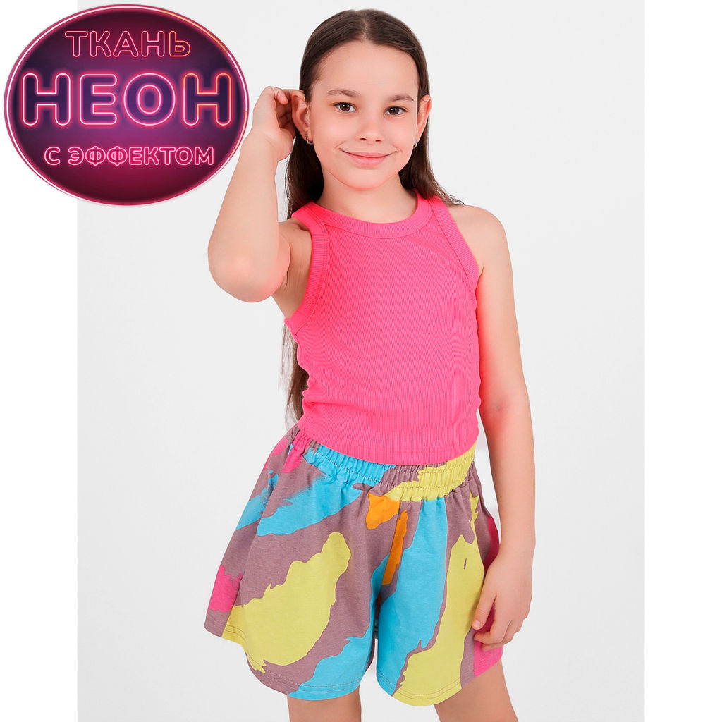 Комплект топ кашкорсе неон, шорты кулирка 7896900104