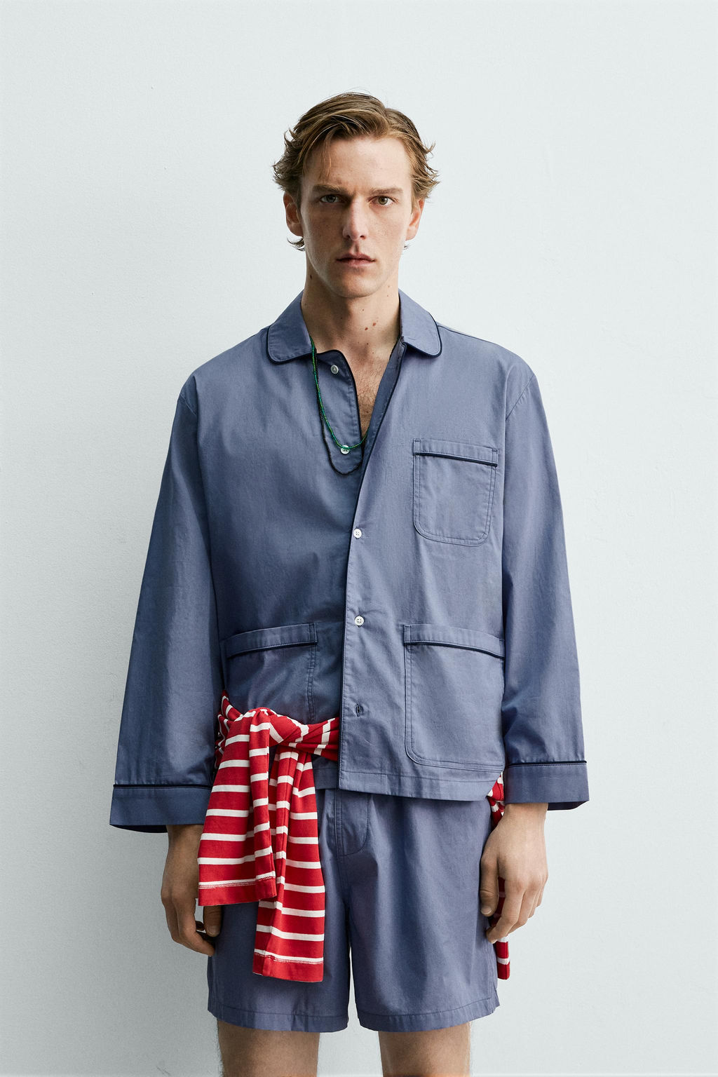 SET PIJAMA PANTAL?N CORTO AARON LEVINE X ZARA / Celeste