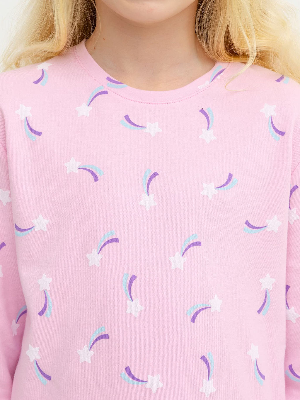 Комплект для девочек (джемпер, брюки) розовый с кометами - Mark formelle фото 6