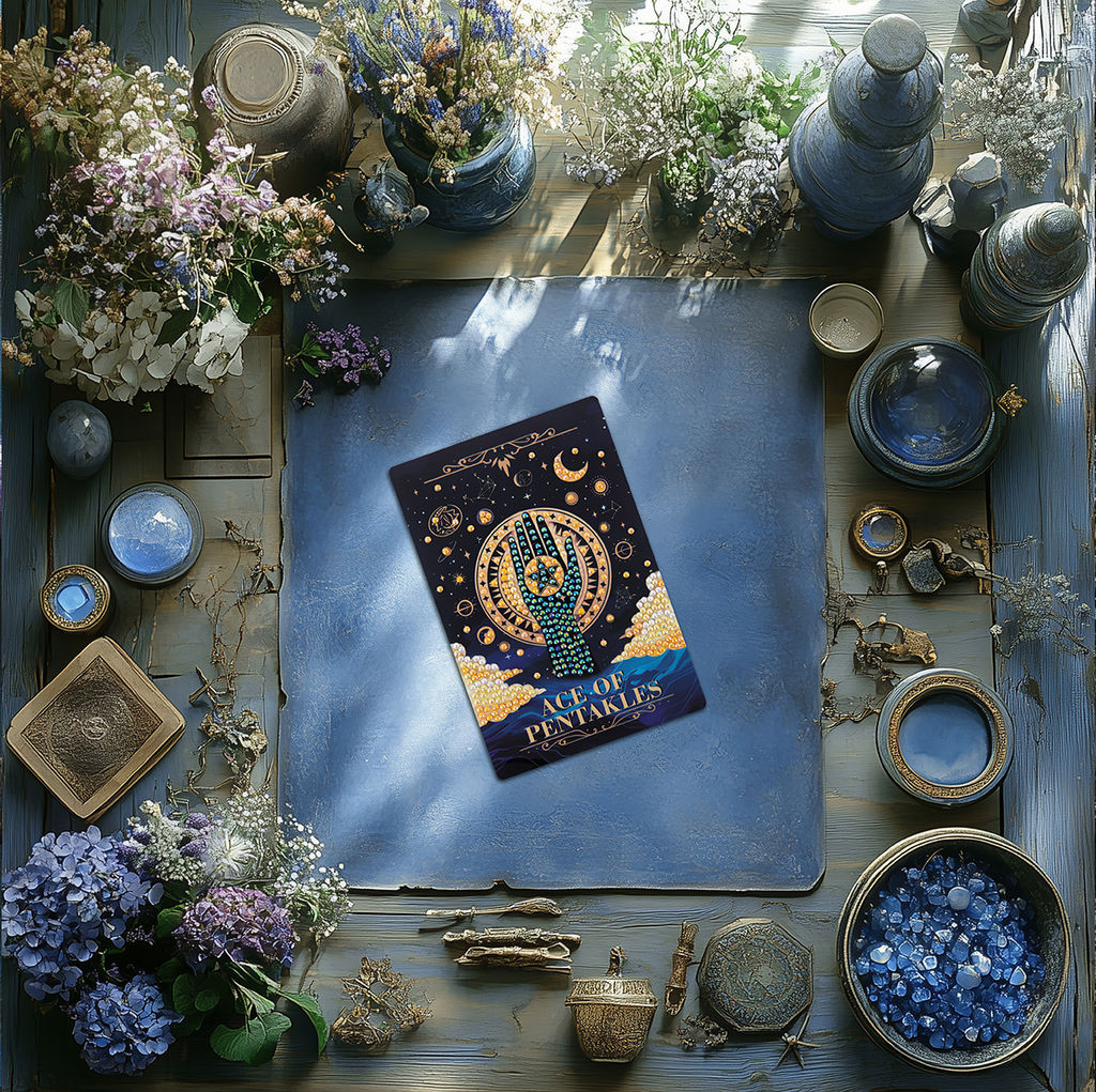 Кристальная (алмазная) мозаика ФРЕЯ ALVM-114 магнит Таро. Туз пентаклей 10 х 15 см