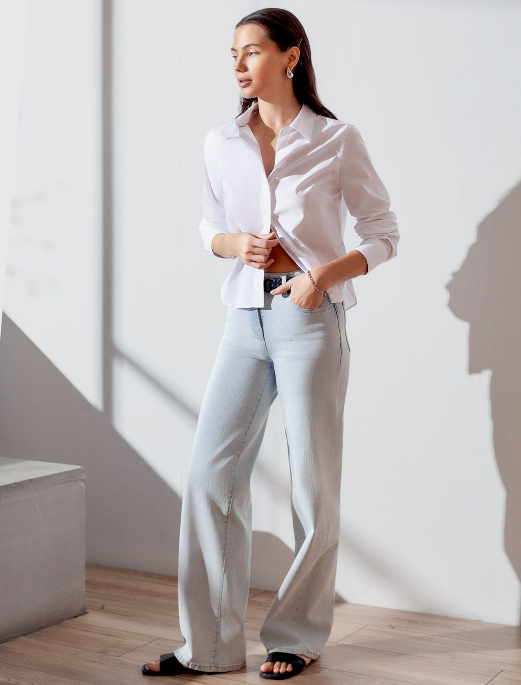 Укороченная блузка из эластичного хлопка - Vilatte фото 5