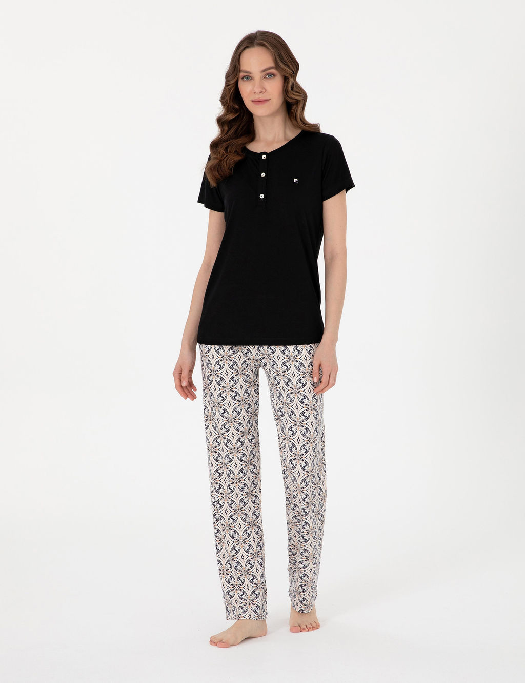 Siyah K_sakollu Pijama Tak_m_