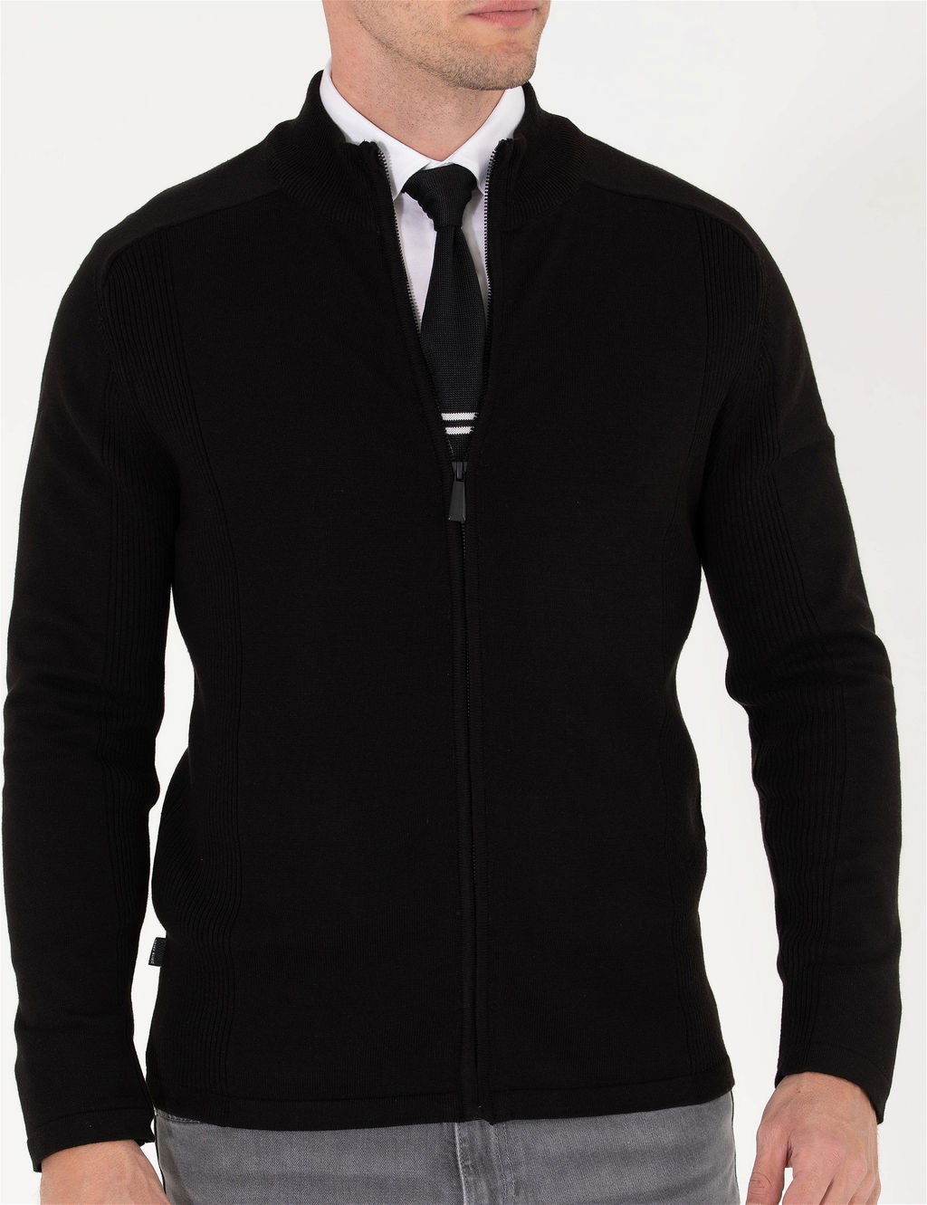 Siyah Slim Fit Fermuarl_ Triko H_rka - Pierre cardin фото 6