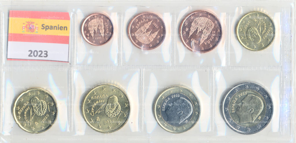 Годовой набор монет Евро 2023 года Испания (в блистере)