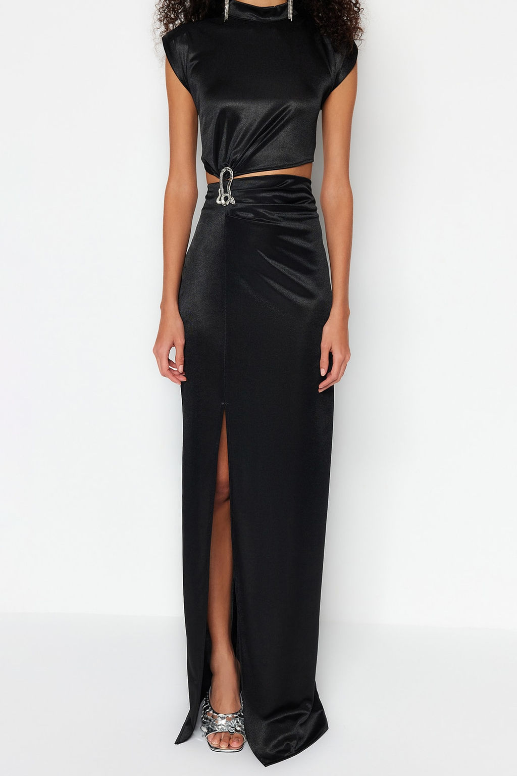 TRENDYOLMILLA Siyah Orme Uzun S?k Abiye Elbise TPRSS23AE00157 фото 12