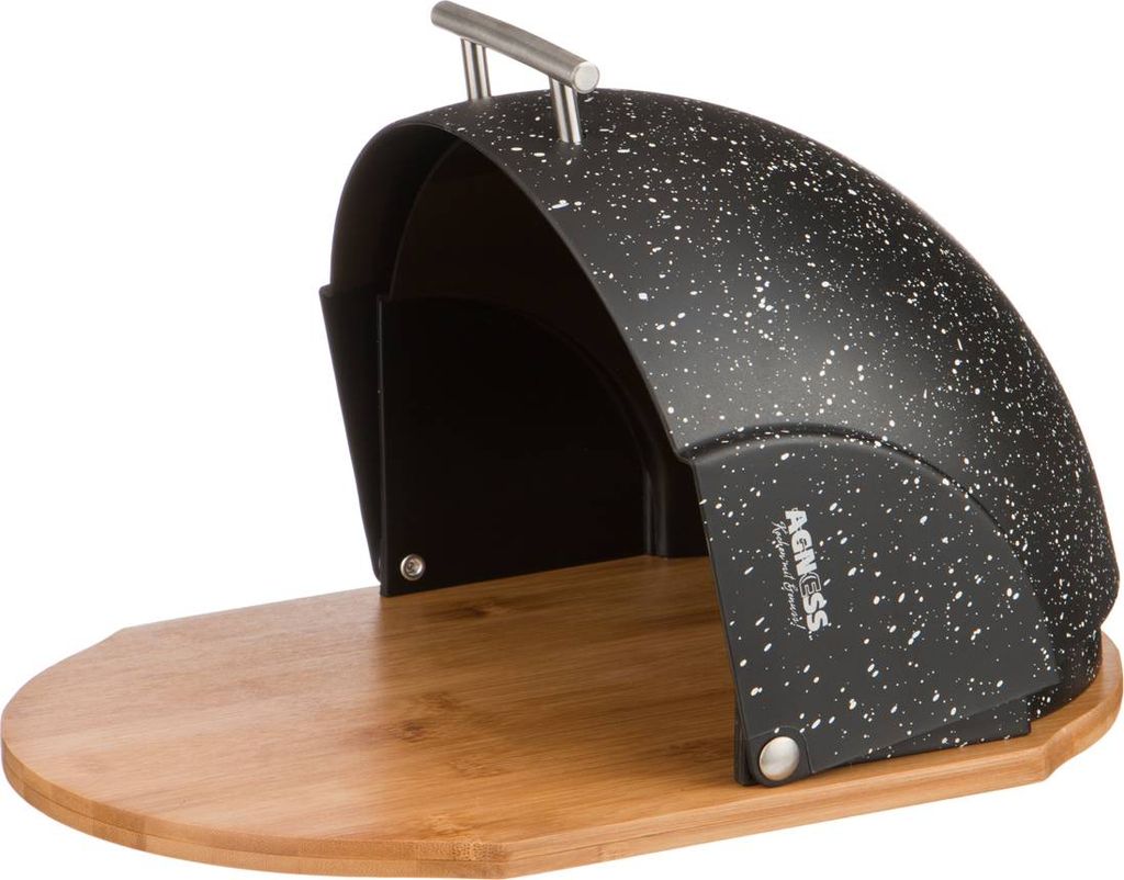 ХЛЕБНИЦА AGNESS BLACK MARBLE ДЕРЕВЯННАЯ С ПЛАСТИКОВОЙ КРЫШКОЙ, 36*26*20 СМ  фото 3