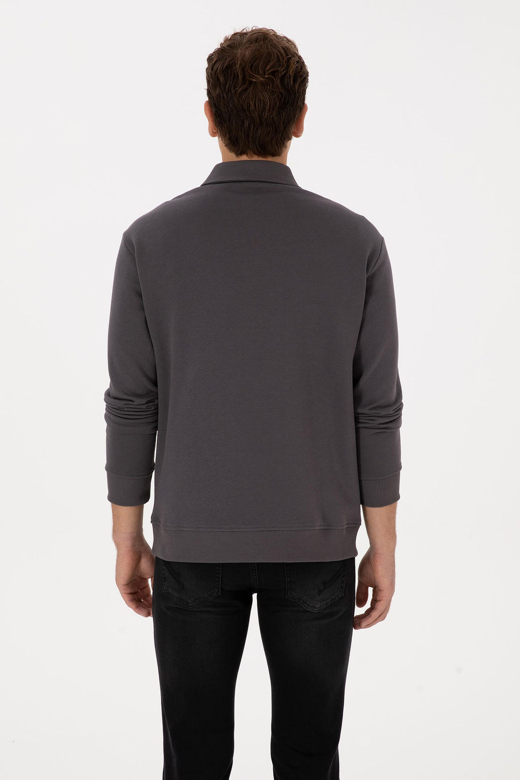 Erkek Regular Fit Yar_m Fermuarl_ Antrasit Basic Sweatshirt - U.s. polo assn фото 5