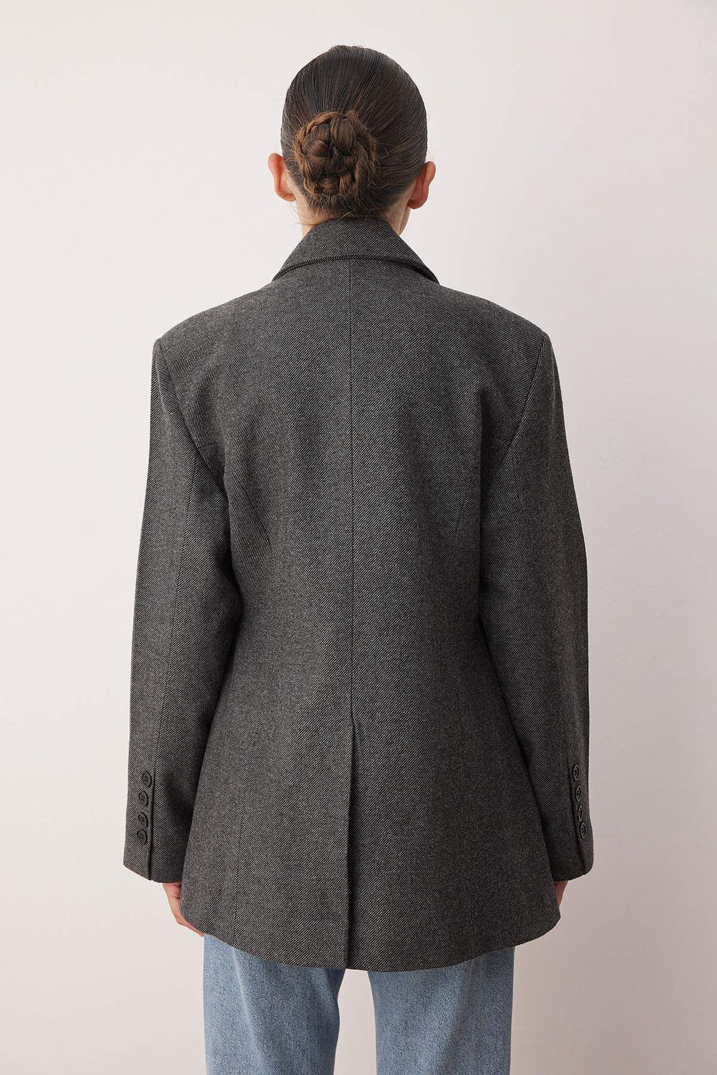 Koyu Gri Diagonel Mono Kapama Fitted K?sa Kase Kaban TWOAW26KB00036 - Trendyolmilla фото 2