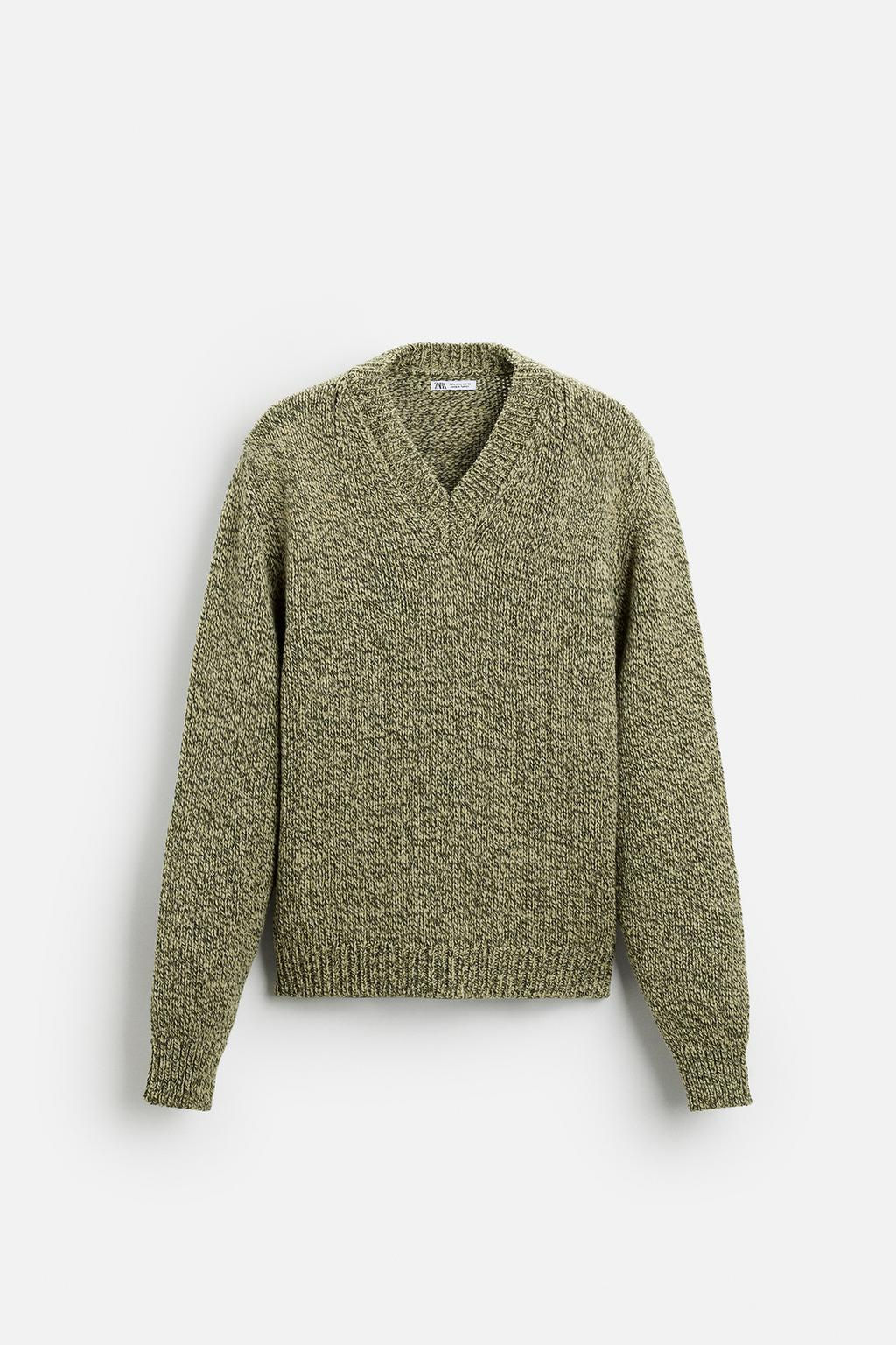 V-NECK SWEATER WITH TEXTURED WEAVE - Zara фото 7