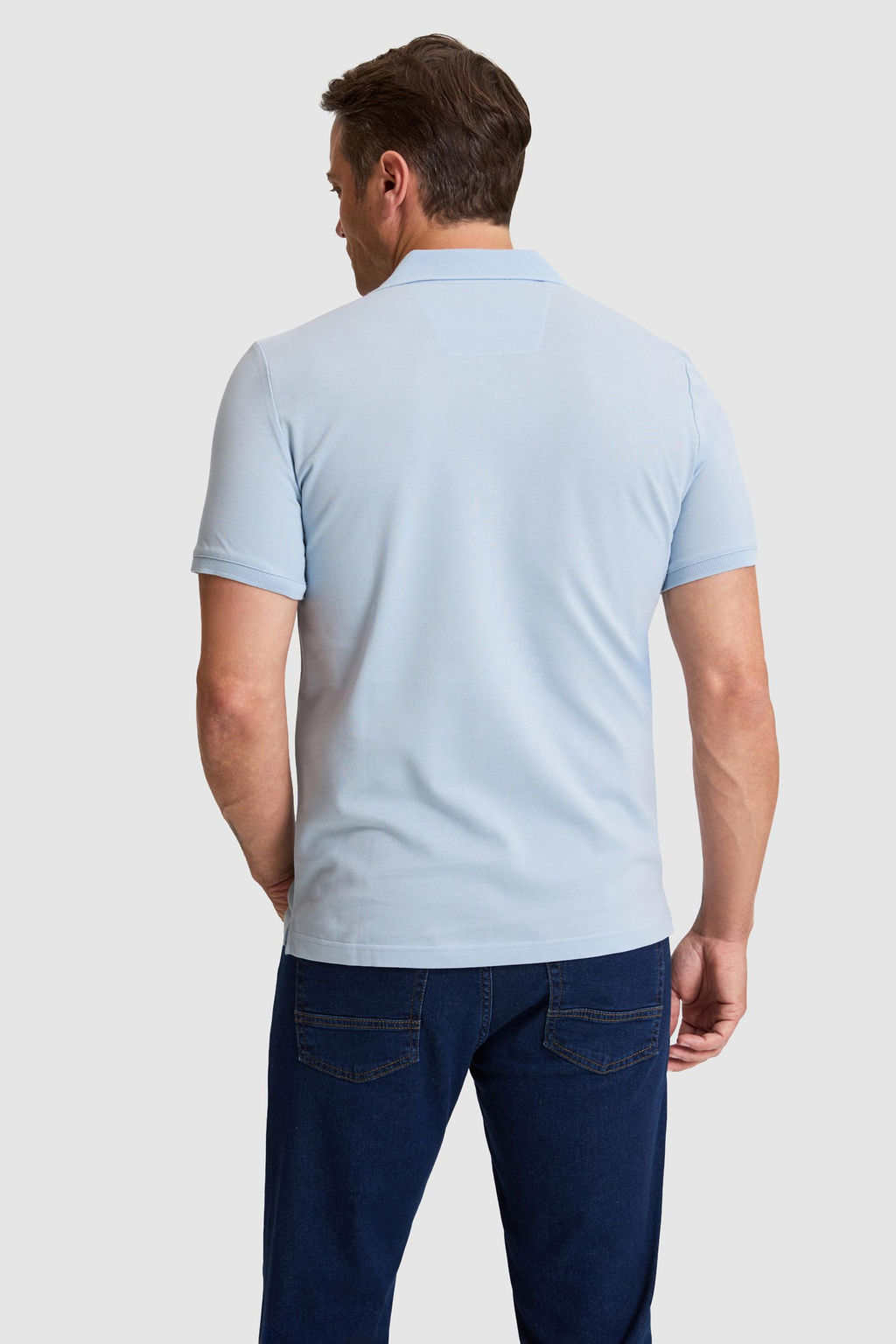 Erkek A__k Mavi Regular Fit Polo Yaka Basic Ti__rt