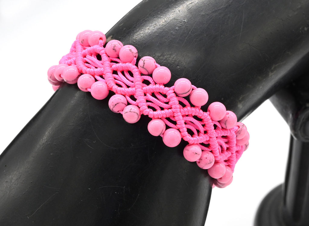 Браслет плетеный с кахолонгом (имитация) шарик 5мм