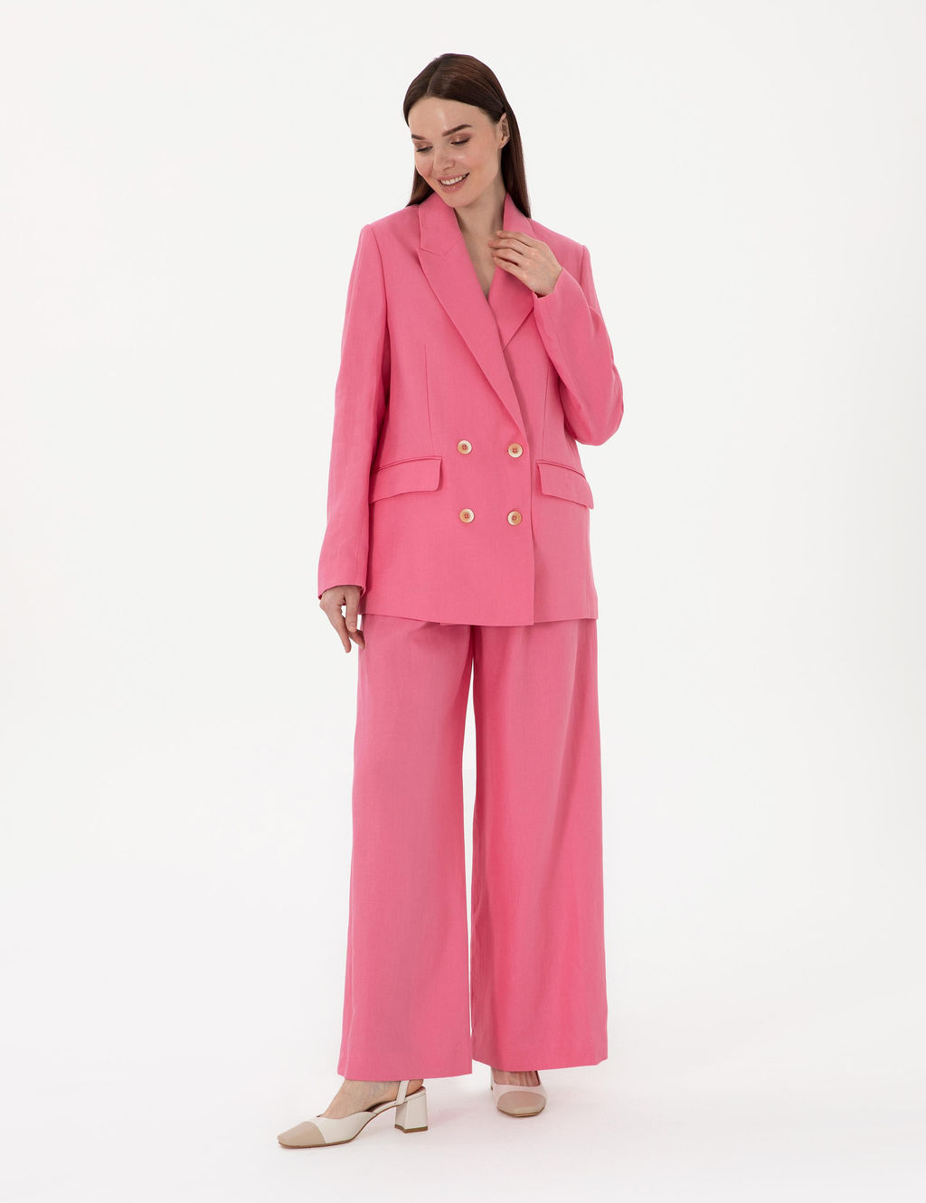 Pembe Comfort Fit keten Ceket - Pierre cardin фото 4