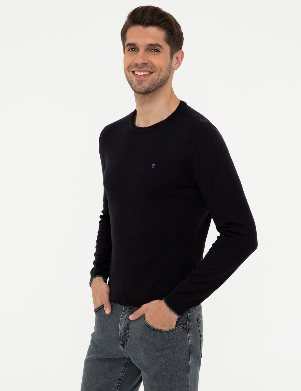 Lacivert Slim Fit Bisiklet Yaka Basic Triko Kazak - Pierre cardin фото 3