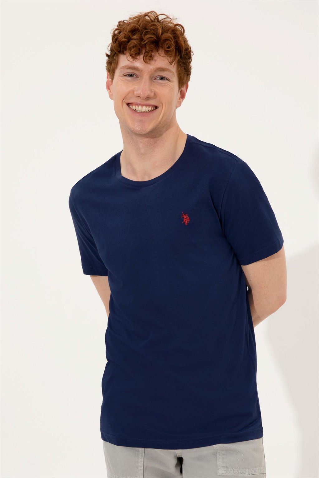 Мужская базовая футболка темно-синего цвета с круглым вырезом Неожиданная скидка в корзине - U.s. polo assn фото 3