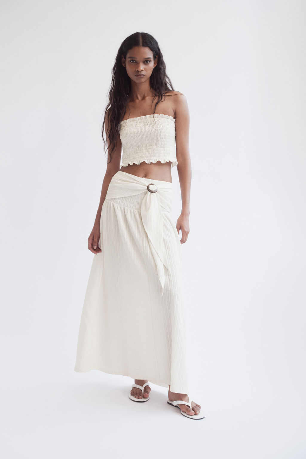 Falda efecto arrugado con cintur?n de anudar - H&m фото 6