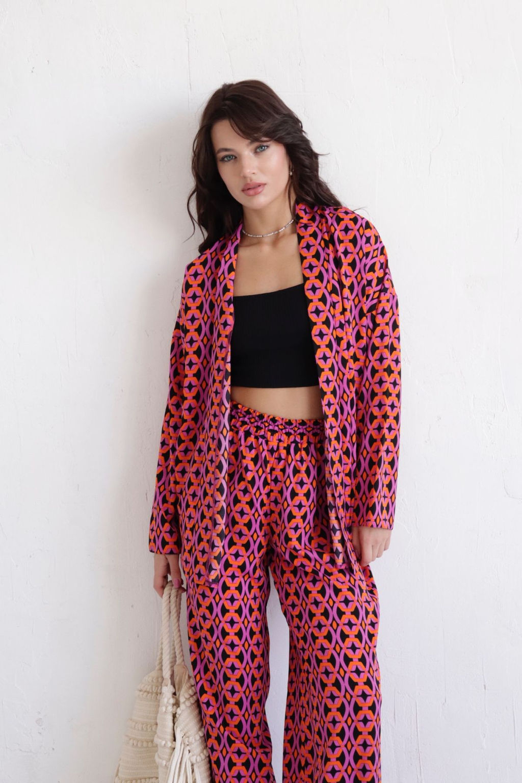 9668 Костюм из кимоно и брюк-палаццо с геометрическим принтом - Martichelli фото 3