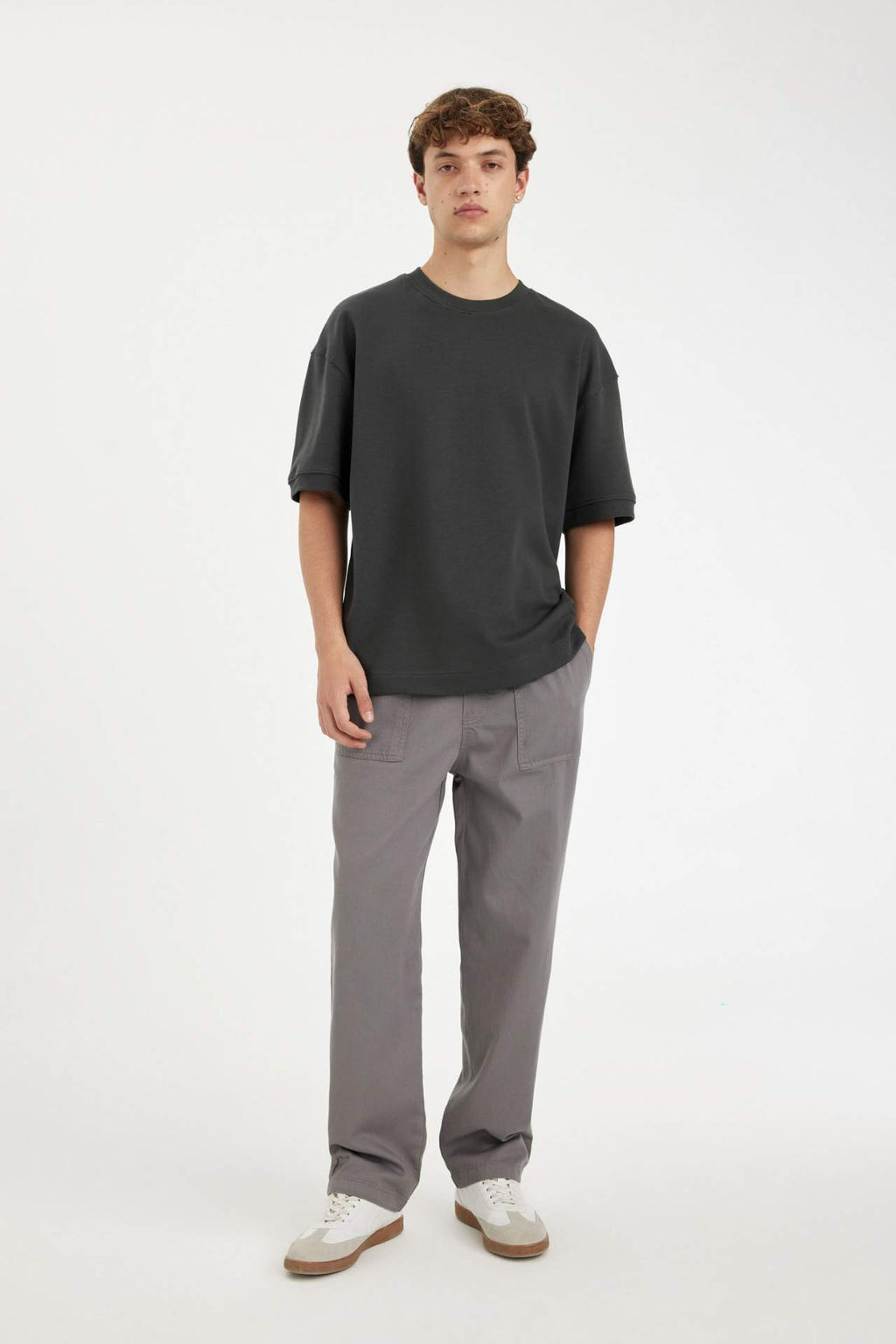 Gabardin Pantolon Wide Straight Fit Cepli Genis Duz Paca - Defacto фото 4