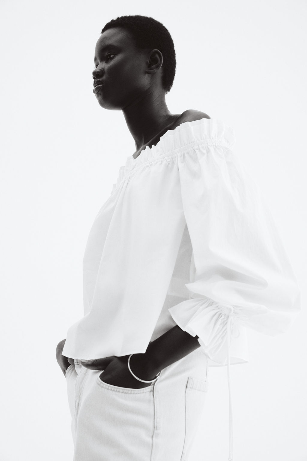 Blusa off-the-shoulder de popelina - H&m фото 4