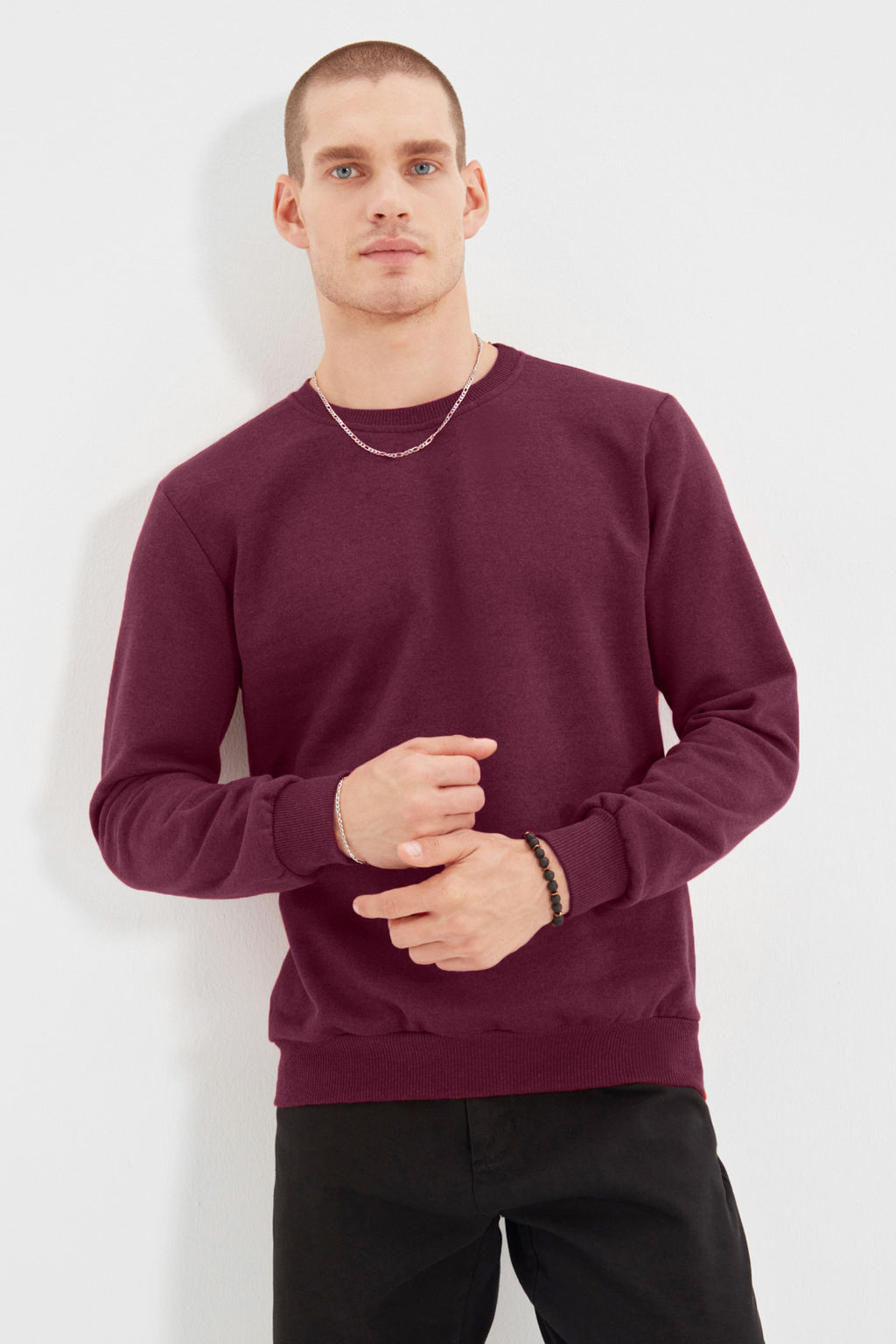 Bordo Regular/Normal Kesim Ici Polar/S?cak Tutan Sweatshirt TMNAW21SW1208