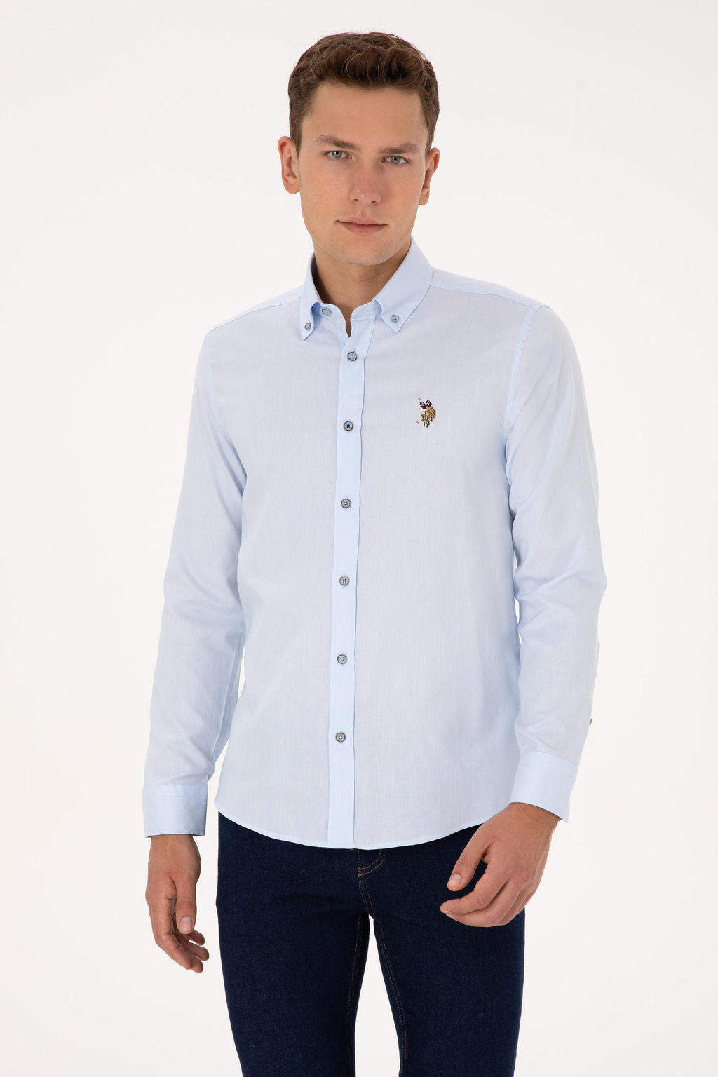 Erkek A__k Mavi Uzun Kollu Basic G_mlek