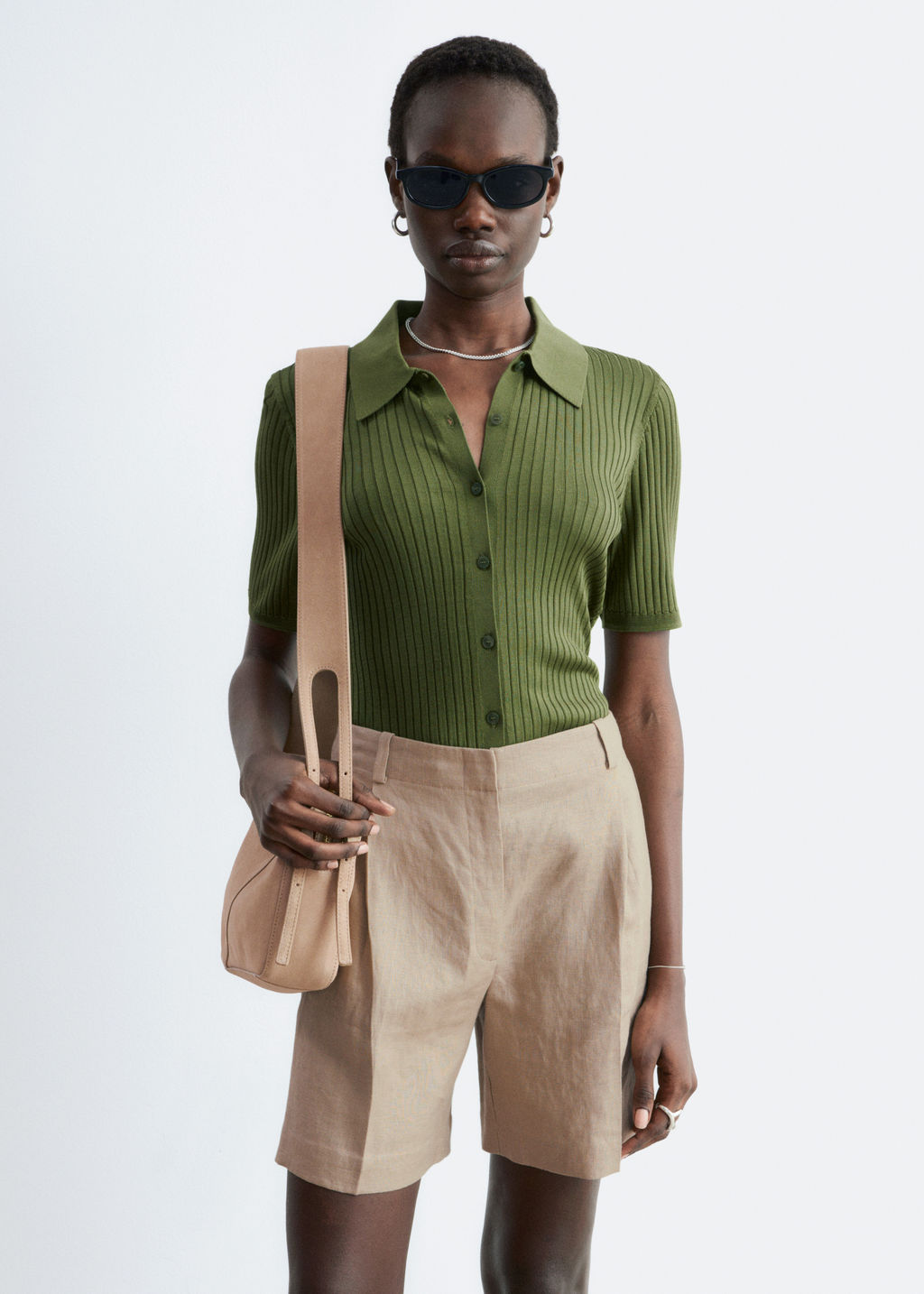Pantalones cortos tipo sastre de lino - H&m фото 7