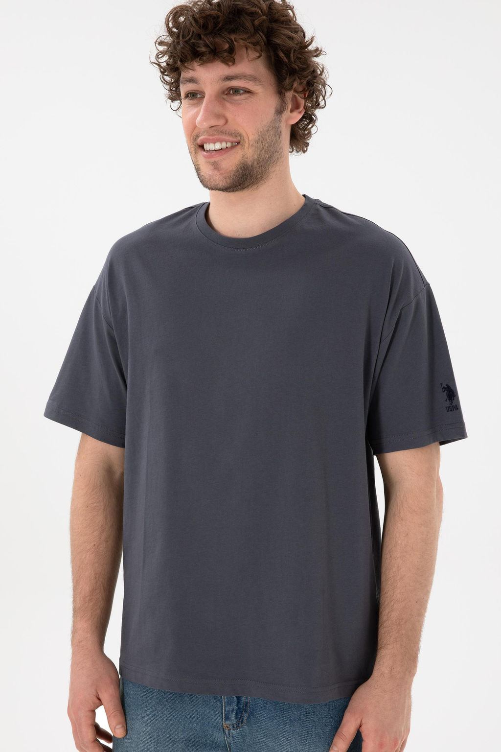 Erkek Oversize Fit Bisiklet Yaka Antrasit Ti__rt Sepette S_rpriz _ndirim - U.s. polo assn фото 4