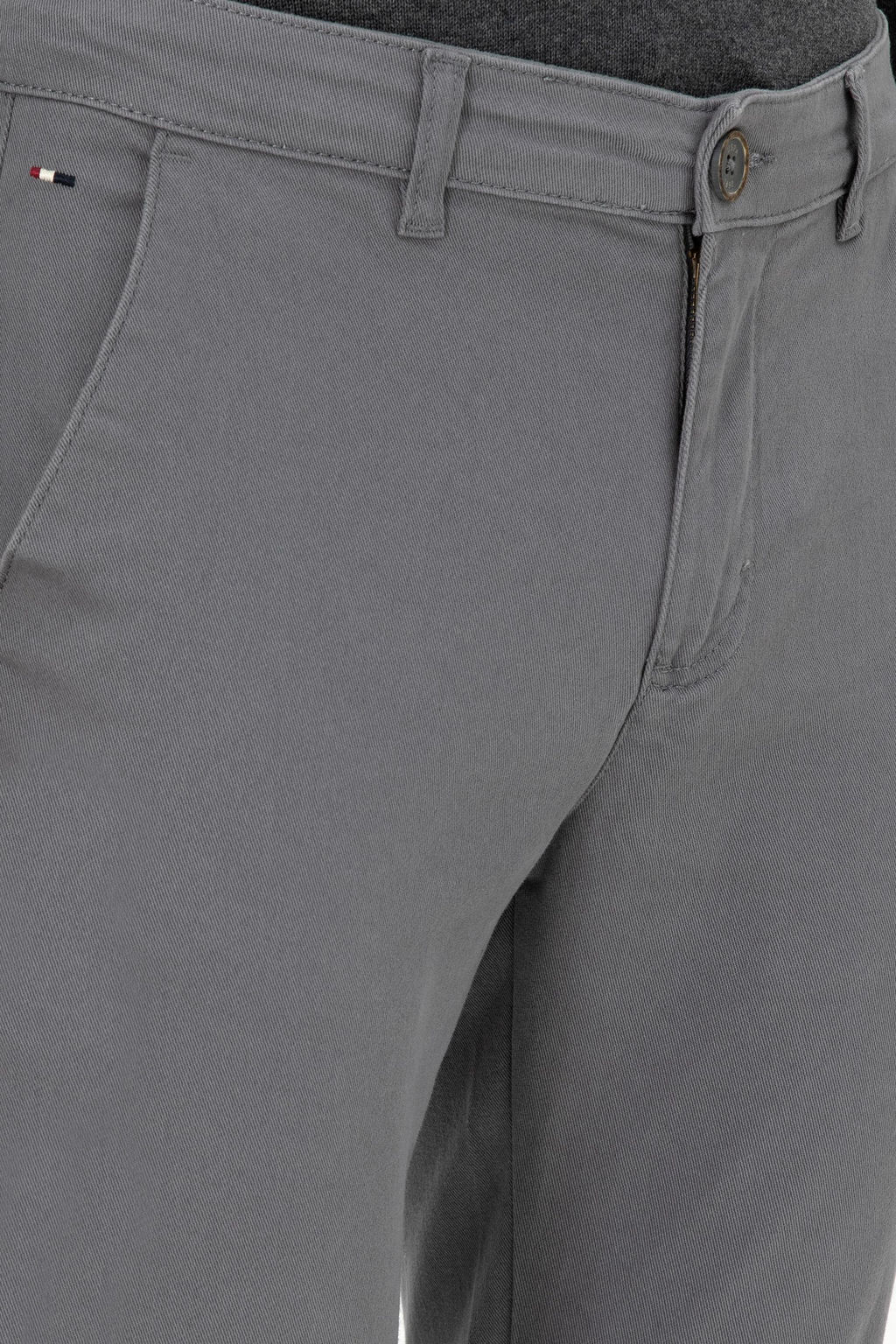 Erkek Slim Fit Gri Kanvas Pantolon