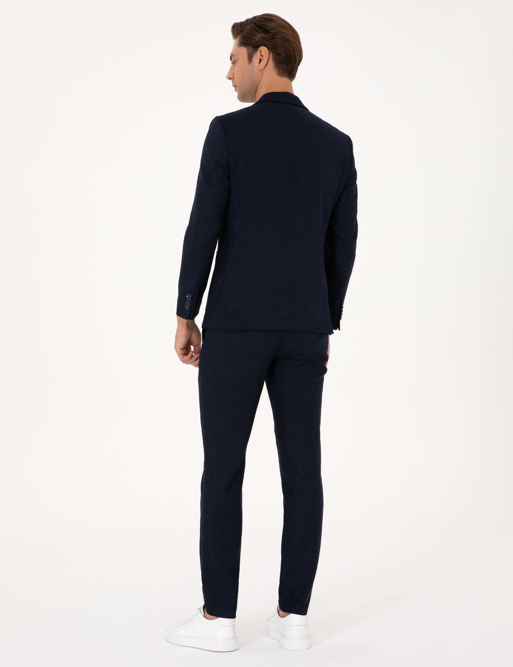 Lacivert Ex. Slim Fit Y_n Kar___ml_ Tak_m Elbise