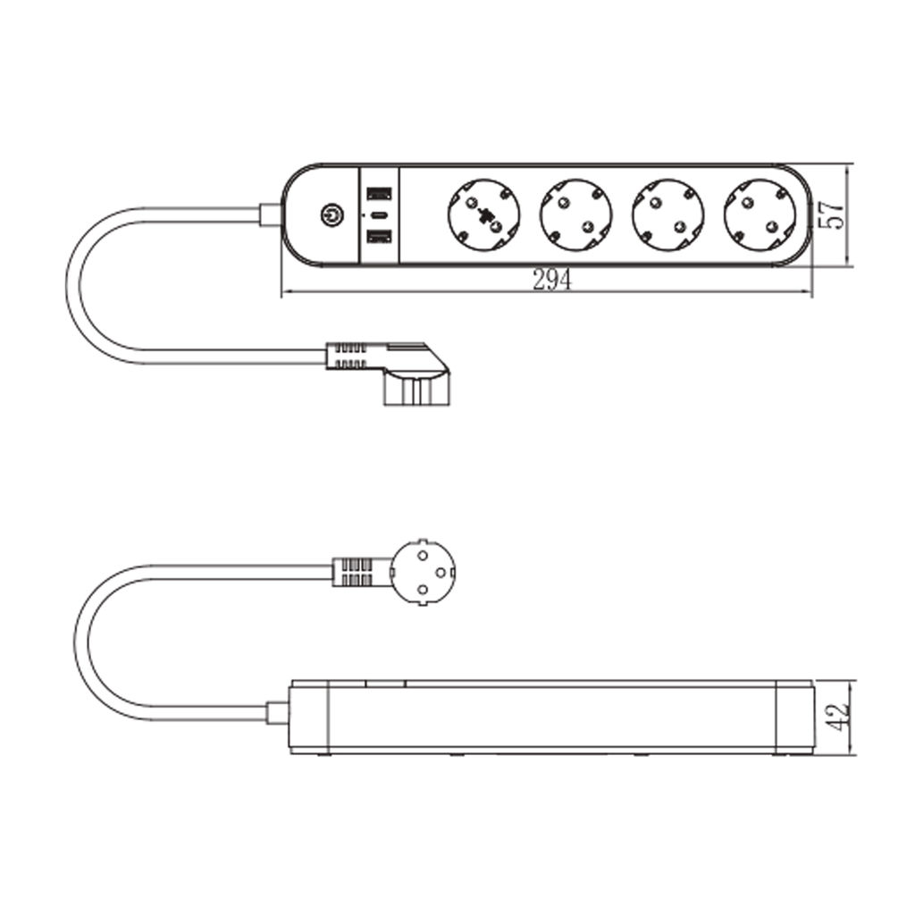 P-GCL4-1,8 A201/UC/WF WHITE Умный сетевой фильтр Wi-Fi, 1.8м (Пвс 3х1,5), 4 гнезда, с/з, 2USB+Type-C (5В, 3A). 16A. До 3680Вт. Голосовое управление+приложение UnielSmart. TM Uniel