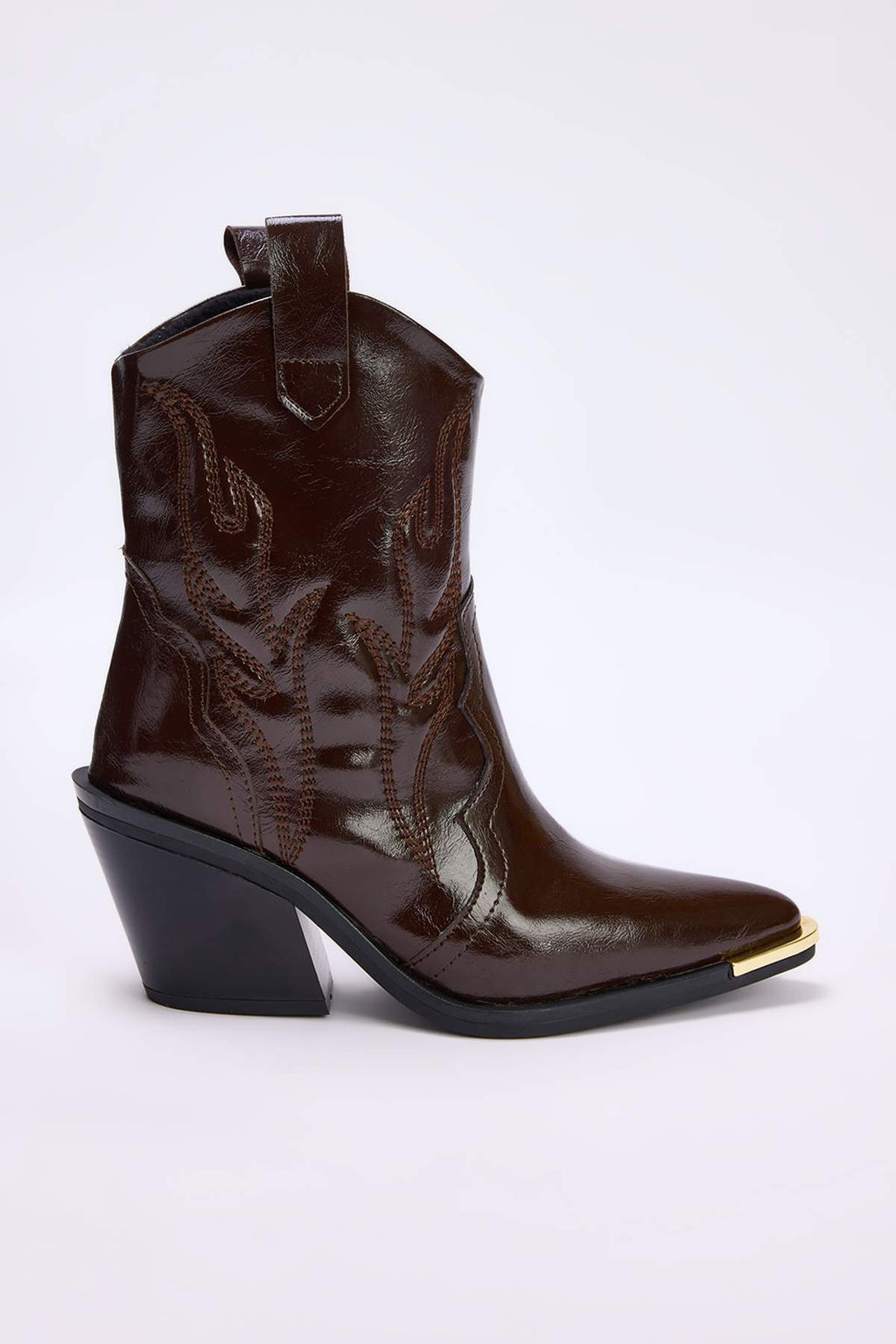 Koyu Kahverengi Cilt Metal Aksesuar Detayl? Kad?n Premium Kovboy Bot TAKAW26BO00090