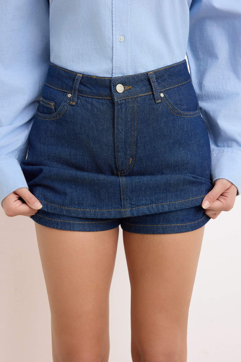 Koyu Mavi More Sustainable Mini Denim Sort Etek TWOSS23SR00190