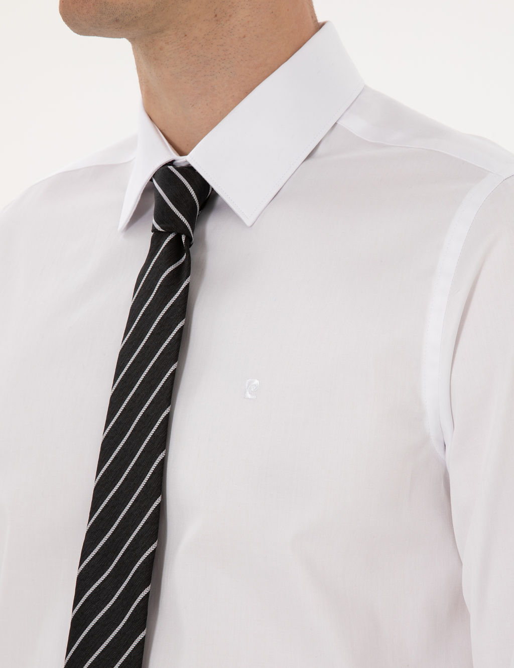 Beyaz %100 Pamuk Parlak Saten Slim Fit Uzun Kollu Basic G_mlek
