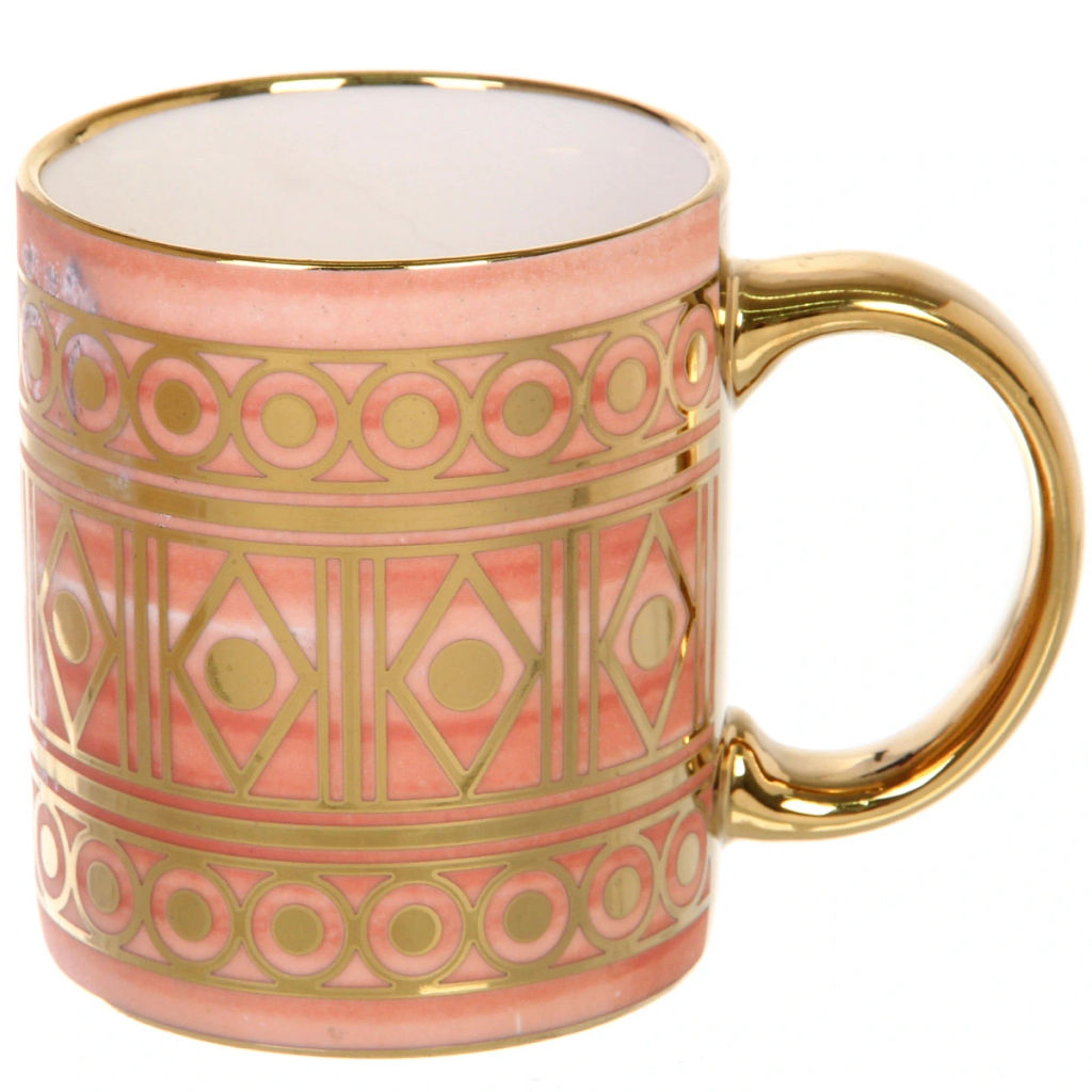 Цена за 2 шт. Кружка керамическая 350мл "Золотой узор", микс 4рисунка