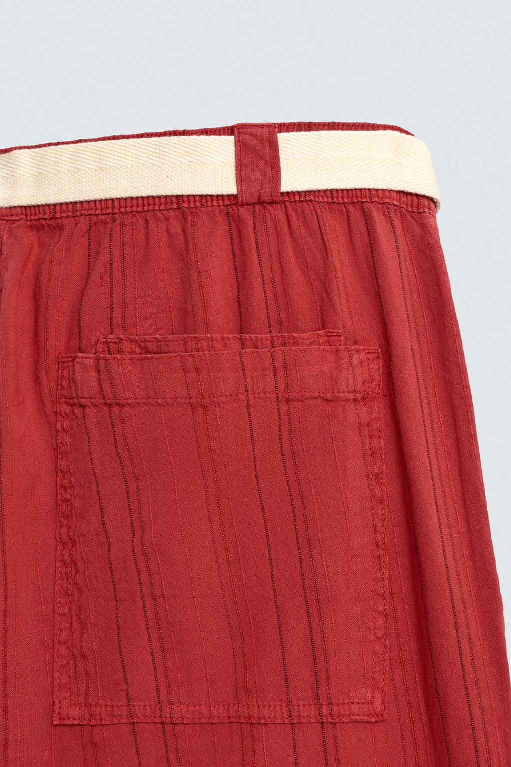 PANTAL?N RELAXED FIT ESTRUCTURA RAYAS / Rojo
