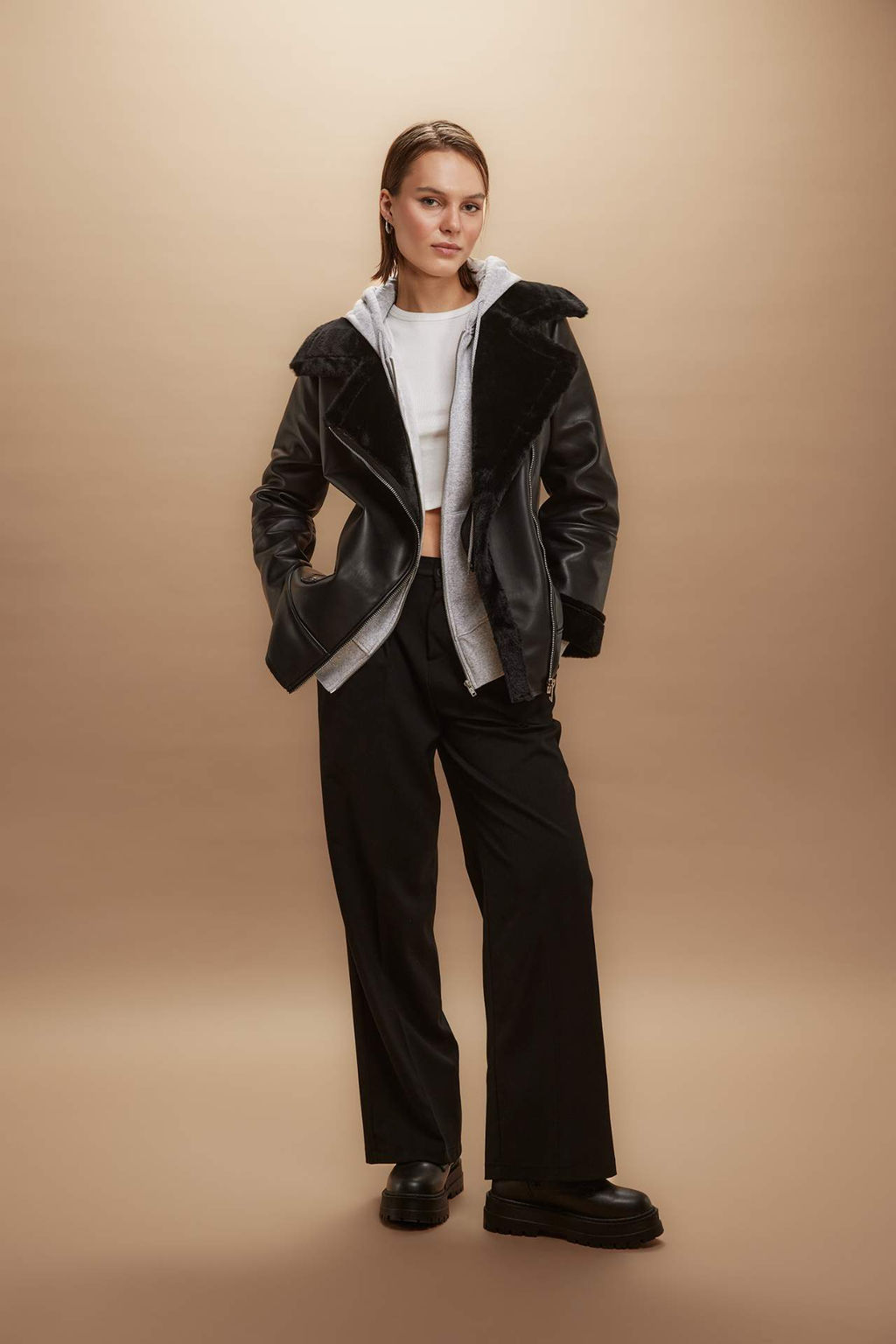 Wide Leg Yuksek Bel Genis Paca Pensli Standart Boy Basic Duz Pantolon - Defacto фото 2