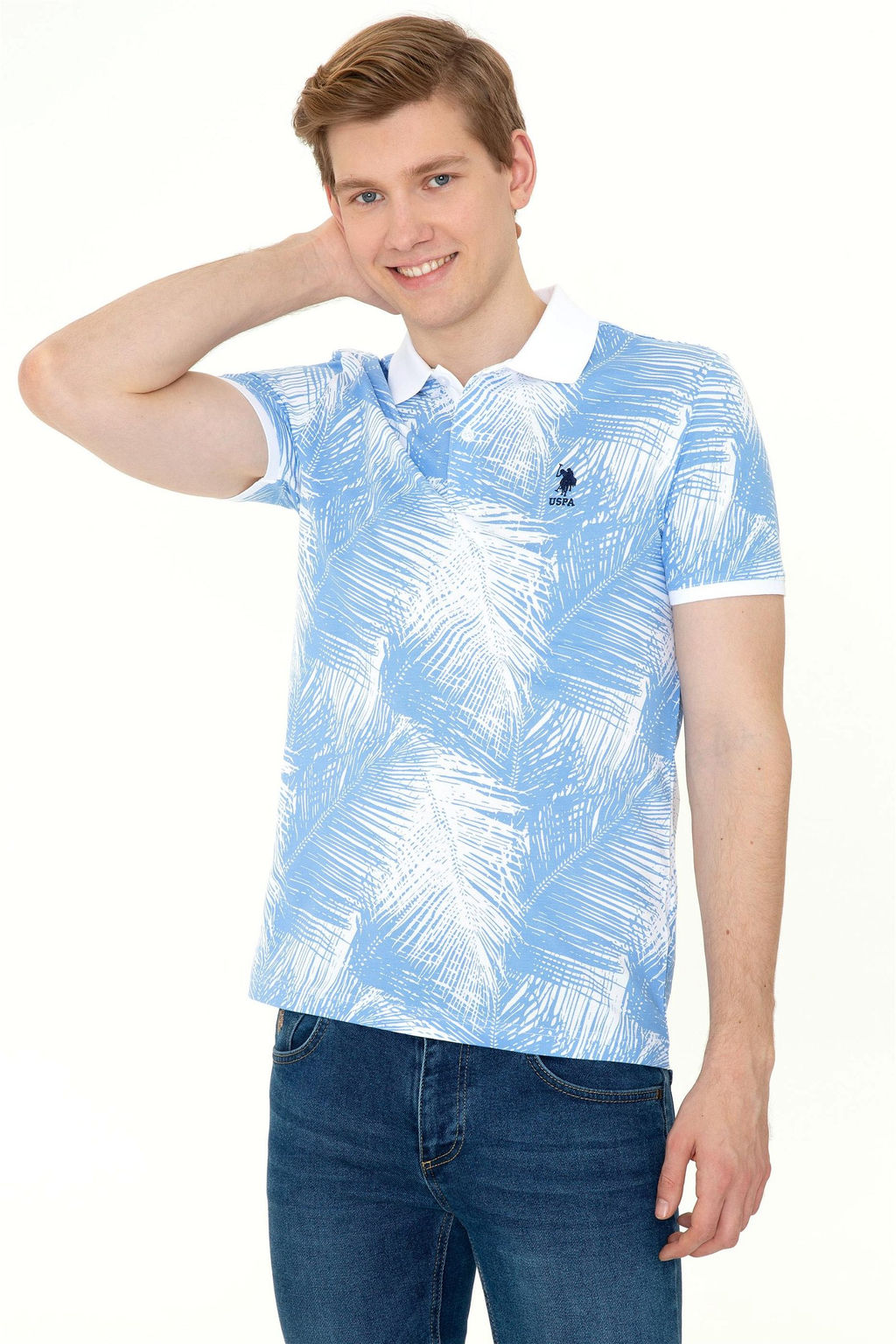 U. S. Polo Assn Мужская темно-синяя футболка с воротником-поло - U.s. polo assn фото 9