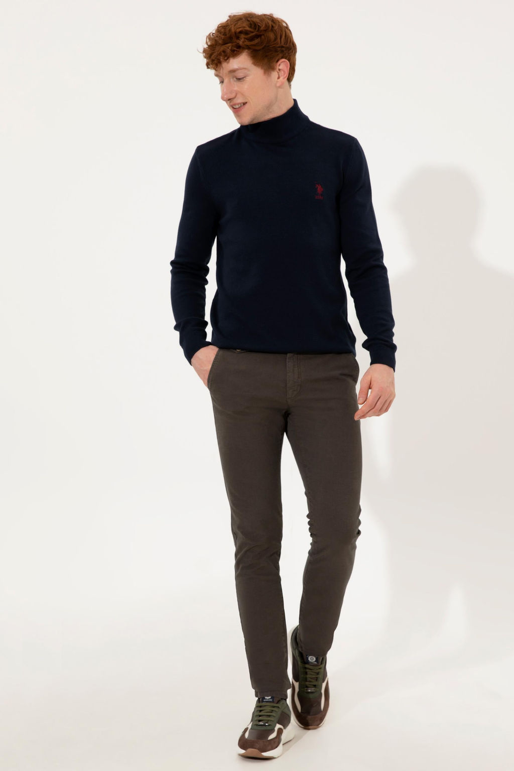 Свитер мужской U. S. Polo Assn Basic с высоким воротником темно-синий из хлопка - U.s. polo assn фото 16