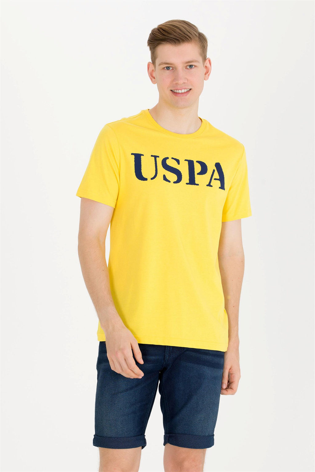 U. S. Polo Assn Мужская темно-желтая базовая футболка с круглым вырезом - U.s. polo assn фото 9