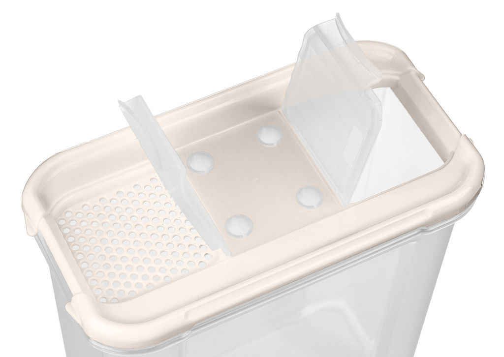 Емкость для сыпучих продуктов "Модена" прямоугольная 1л с дозатором (светло-бежевый) 221112025/01