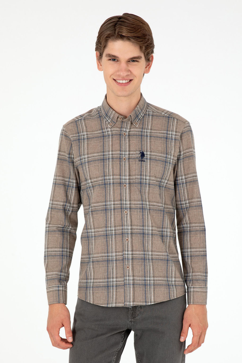 Мужская рубашка с длинным рукавом Stone - U.s. polo assn фото 8